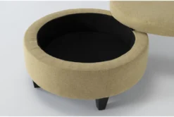 Perch II 32" Fabric Dijon Medium Round Storage Ottoman -Home Furniture 298109 yellow fabric ottoman detail 45
