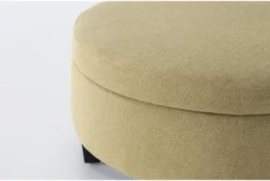 Perch II 32" Fabric Dijon Medium Round Storage Ottoman -Home Furniture 298109 yellow fabric ottoman detail 47