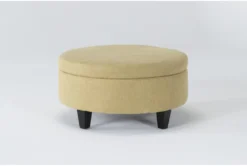 Perch II 32" Fabric Dijon Medium Round Storage Ottoman