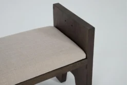 Gustav 60" Bench With Upholstered Seat By Nate Berkus + Jeremiah Brent -Home Furniture 298474 brown wood dining bench detail 45