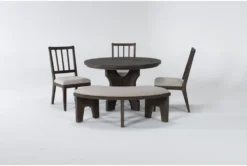 Gustav 48" Round Dining With Curved Bench & Side Chairs Set For 4 By Nate Berkus + Jeremiah Brent
