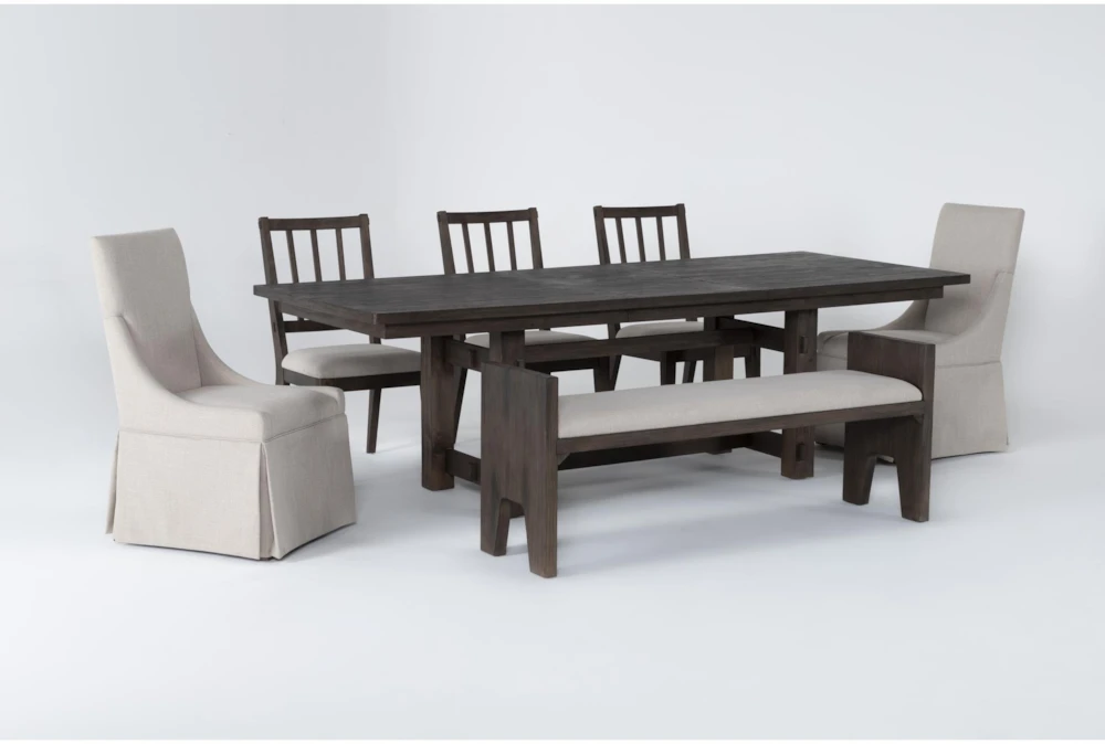 Gustav 78"-98" Rectangle Dining With Bench, Side Chairs, & Upholstered Host Chairs Set For 6 By Nate Berkus + Jeremiah Brent 2 Gustav 78"-98" Rectangle Dining With Bench, Side Chairs, & Upholstered Host Chairs Set For 6 By Nate Berkus + Jeremiah Brent - Image 2