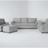 Hampstead Dove 4 Piece Sofa, Loveseat, Chair & Storage Ottoman Set