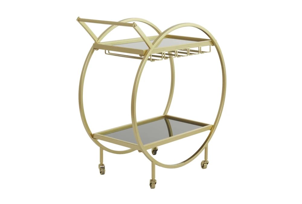 Gold Rolling Round Bar Cart 2 Gold Rolling Round Bar Cart - Image 2
