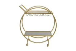 Gold Rolling Round Bar Cart 11 Gold Rolling Round Bar Cart -Home Furniture 299637 front 03