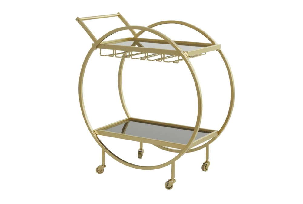 Gold Rolling Round Bar Cart 4 Gold Rolling Round Bar Cart - Image 4