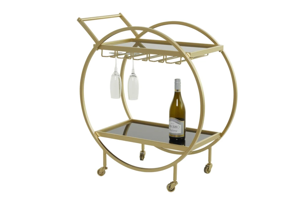 Gold Rolling Round Bar Cart 1 Gold Rolling Round Bar Cart
