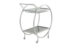 Silver Rolling Round Bar Cart -Home Furniture 299638 back 82