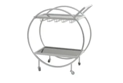 Silver Rolling Round Bar Cart -Home Furniture 299638 silver metal bar cart material 76