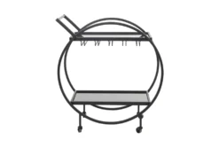 Black Rolling Round Bar Cart 17 Black Rolling Round Bar Cart -Home Furniture 299639 black metal bar cart material 76