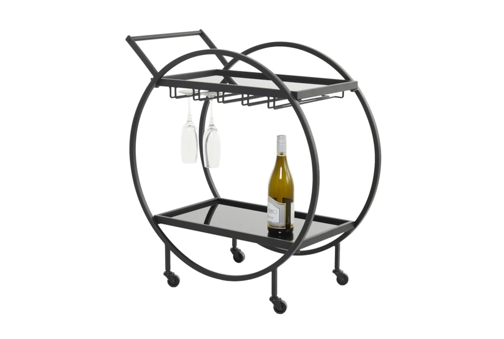 Black Rolling Round Bar Cart 1 Black Rolling Round Bar Cart
