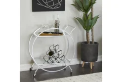 Silver Contemporary Round Rolling Bar Cart -Home Furniture 299641 room 85