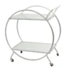 Silver Contemporary Round Rolling Bar Cart
