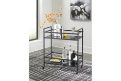 Chauncey Black Rolling Bar Cart -Home Furniture 299649 black metal bar cart room 85