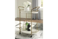 Maria Cream/Gold Rolling Bar Cart -Home Furniture 299654 gold melamine bar cart room 85