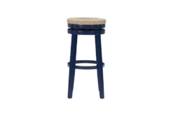 Bethany Sea Grass Navy Swivel Barstool -Home Furniture 299754 blue wood bar stool front 02