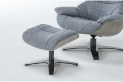 Raiden Blue Reclining Swivel Chair & Ottoman -Home Furniture 300129 blue fabric chair and ottoman set detail 44