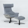 Raiden Blue Reclining Swivel Chair & Ottoman