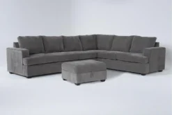 Bonaterra Charcoal 127" 2 Piece Sectional With Left Arm Facing Queen Sleeper Sofa & Storage Ottoman