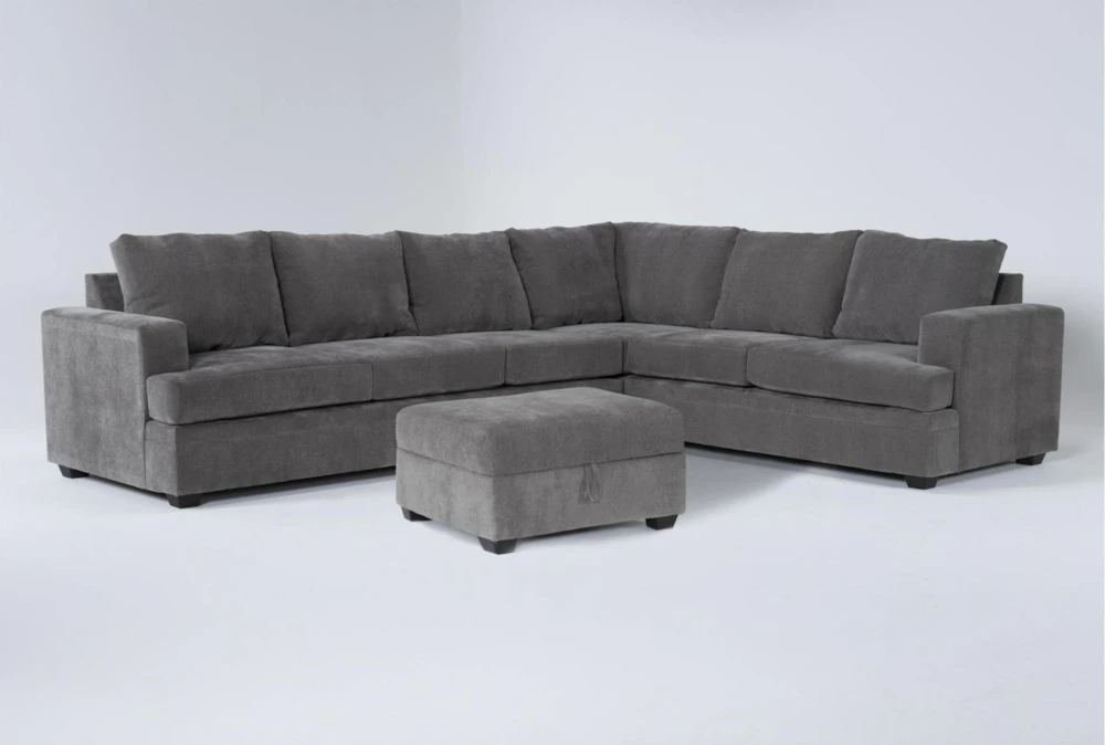 Bonaterra Charcoal 127" 2 Piece Sectional With Left Arm Facing Queen Sleeper Sofa & Storage Ottoman 1 Bonaterra Charcoal 127" 2 Piece Sectional With Left Arm Facing Queen Sleeper Sofa & Storage Ottoman