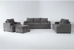Bonaterra Charcoal 4 Piece Queen Sleeper Sofa, Loveseat, Chair & Storage Ottoman Set