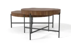Dunkin Nesting Coffee Tables -Home Furniture 300466 brown wood coffee and end table set side 20