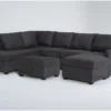 Mathers Slate 125" 2 Piece Sectional With Right Arm Facing Sofa Chaise, Left Arm Facing Corner Chaise & Storage Ottoman