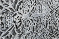 Gray Carved Wood 3 Drawer Cabinet -Home Furniture 303588 grey wood chest detail 45