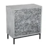 Gray Carved Wood 3 Drawer Cabinet