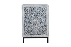 Grey Carved Wood Accent Table -Home Furniture 303589 grey wood chest detail 45
