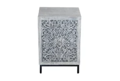 Grey Carved Wood Accent Table -Home Furniture 303589 grey wood chest detail 46