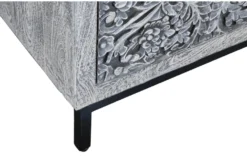Grey Carved Wood Accent Table -Home Furniture 303589 grey wood chest detail 48