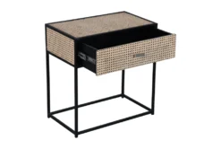 Cane + Metal Accent Table -Home Furniture 303601 brown wood accent table detail 47