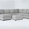 Hampstead Dove 137" 2 Piece Sectional With Left Arm Facing Sofa Chaise & Storage Ottoman
