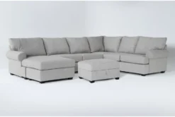 Hampstead Dove 137" 2 Piece Sectional With Left Arm Facing Sofa Chaise & Storage Ottoman