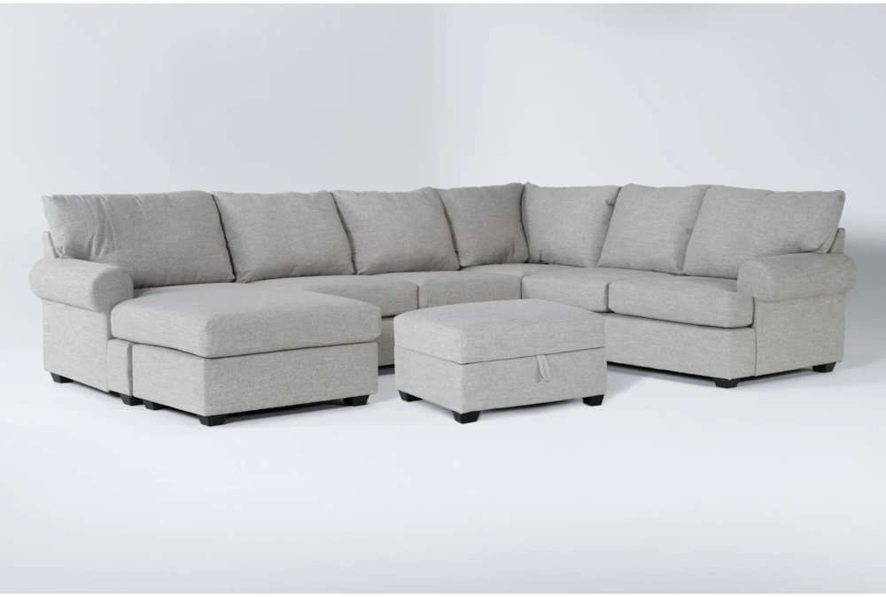 Hampstead Dove 137" 2 Piece Sectional With Left Arm Facing Sofa Chaise & Storage Ottoman 1 Hampstead Dove 137" 2 Piece Sectional With Left Arm Facing Sofa Chaise & Storage Ottoman