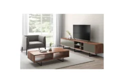 Denrock 71" Walnut TV Stand -Home Furniture 304022 brown wood media console detail 50
