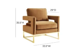 Evelyn Cognac Velvet Accent Chair -Home Furniture 304040 brown fabric accent chair front 02