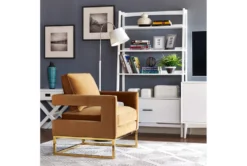 Evelyn Cognac Velvet Accent Chair -Home Furniture 304040 brown fabric accent chair room 85