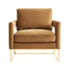 Evelyn Cognac Velvet Accent Chair
