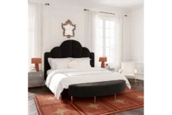 Bridgette Black Queen Velvet Bench 7 Bridgette Black Queen Velvet Bench -Home Furniture 304166 black fabric bench room 85