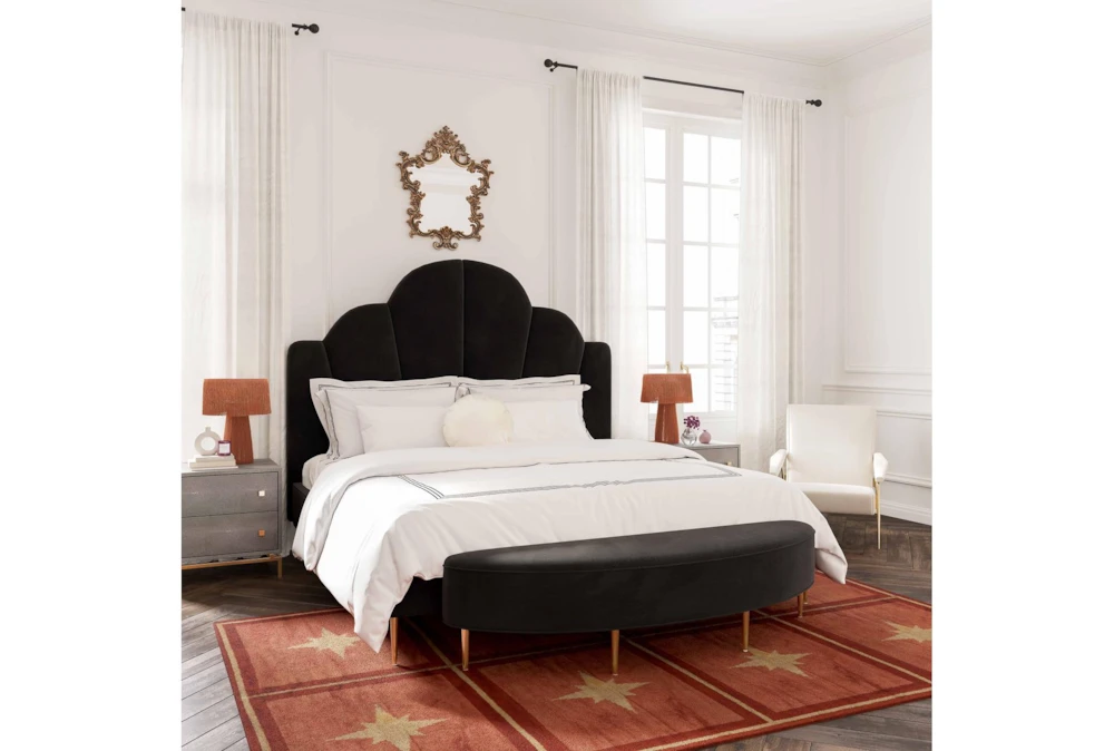 Bridgette Black Queen Velvet Bench 4 Bridgette Black Queen Velvet Bench - Image 4