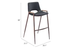 Modern Black Bar Stool Set Of 2 -Home Furniture 304446 black metal bar stool detail 50