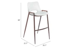 Modern White Bar Stool Set Of 2 -Home Furniture 304466 white metal bar stool detail 50