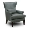Grey Leather Wingback Accent Chair