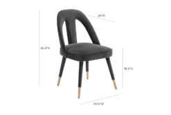 Terra Dark Grey Velvet Dining Chair -Home Furniture 304645 grey fabric dining chair detail 45