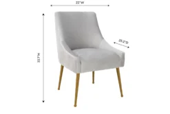 Trix Pleated Light Grey Velvet Dining Chair -Home Furniture 304653 grey fabric dining chair detail 44