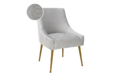 Trix Pleated Light Grey Velvet Dining Chair -Home Furniture 304653 grey fabric dining chair detail 45
