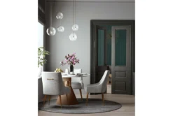 Trix Pleated Light Grey Velvet Dining Chair -Home Furniture 304653 grey fabric dining chair room 85