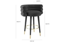 Brigitte Black Velvet Barstool -Home Furniture 304663 black fabric bar stool detail 45